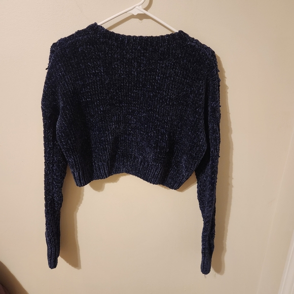 ❤️ Urban Outfitters Bright Lights Blue Knit Chenille Crop Sweater. Size M… - Picture 7 of 7
